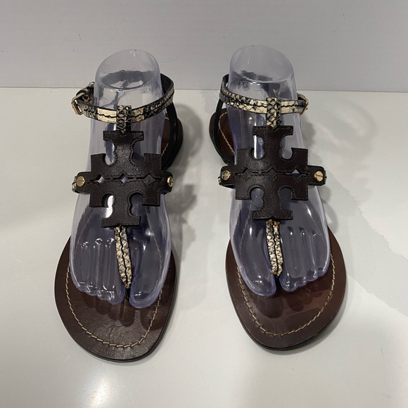 Tory Burch Shoes - Tory Burch Chandler Thong Sandals Snakeskin Logo Size 8